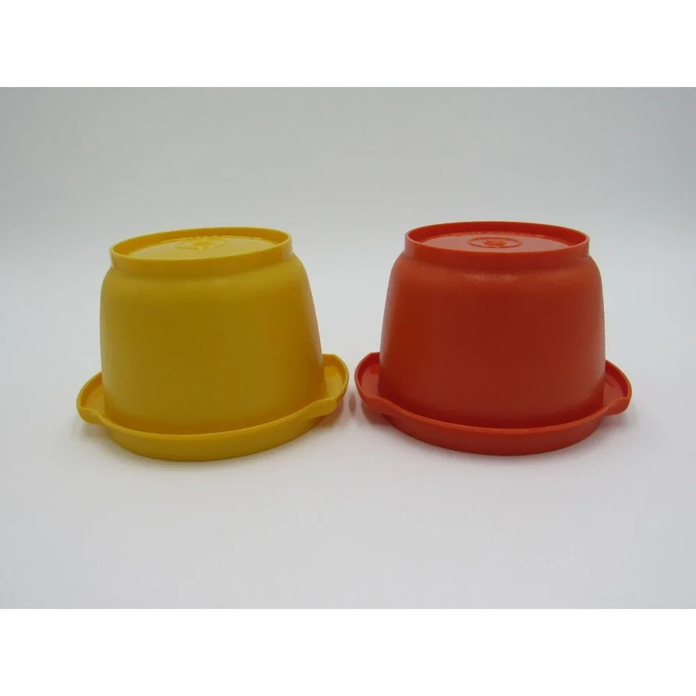 Tupperware Servalier 886 Orange Yellow Harvest Bowls Vintage 70s Retro Soup Cup